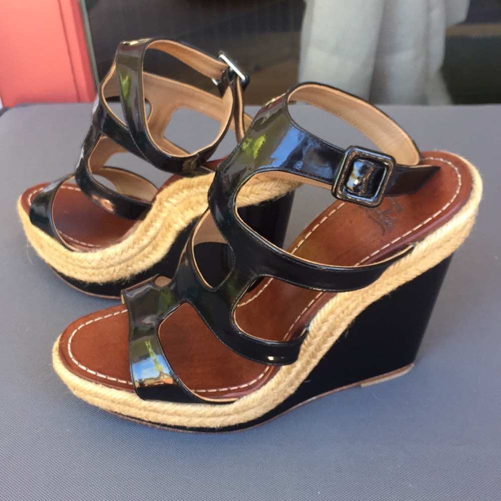 AUTHENTIC Louboutin Patent Cut-Out Espadrilles